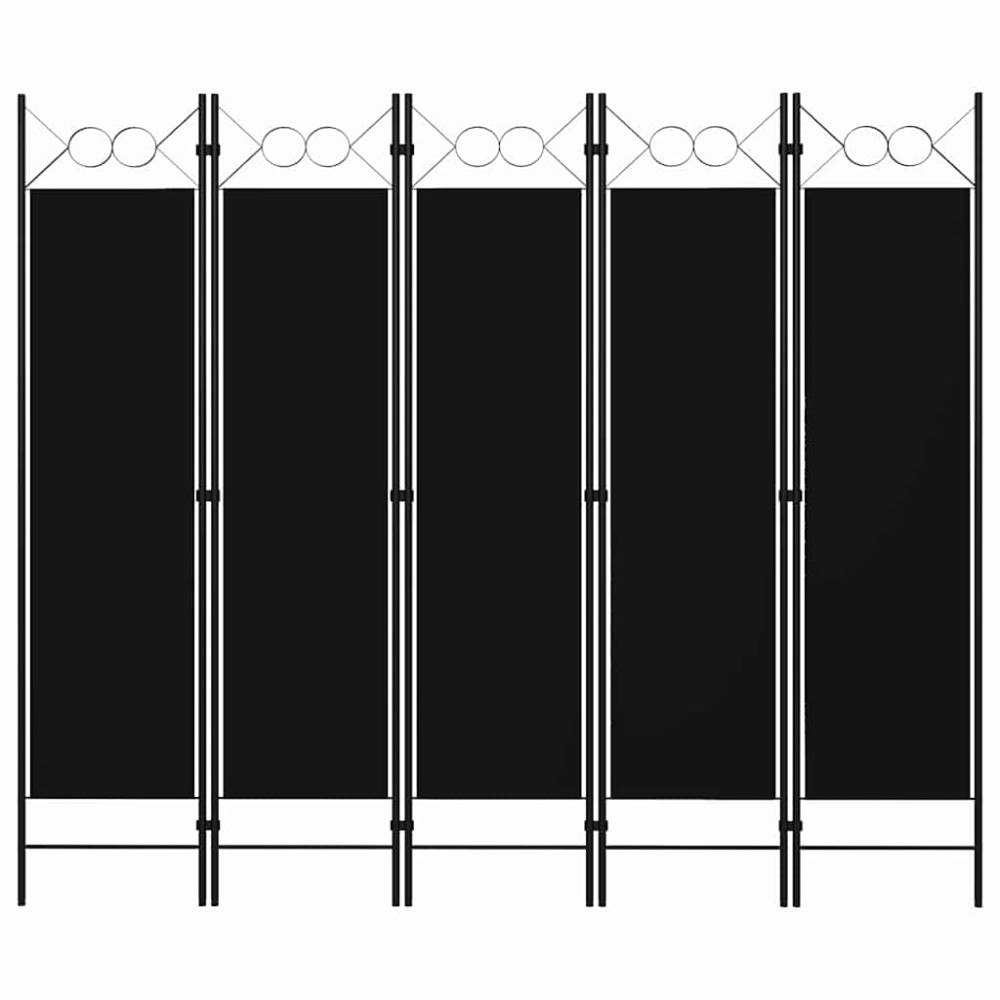 vidaXL Rumsavdelare 5 paneler svart 200x180 cm