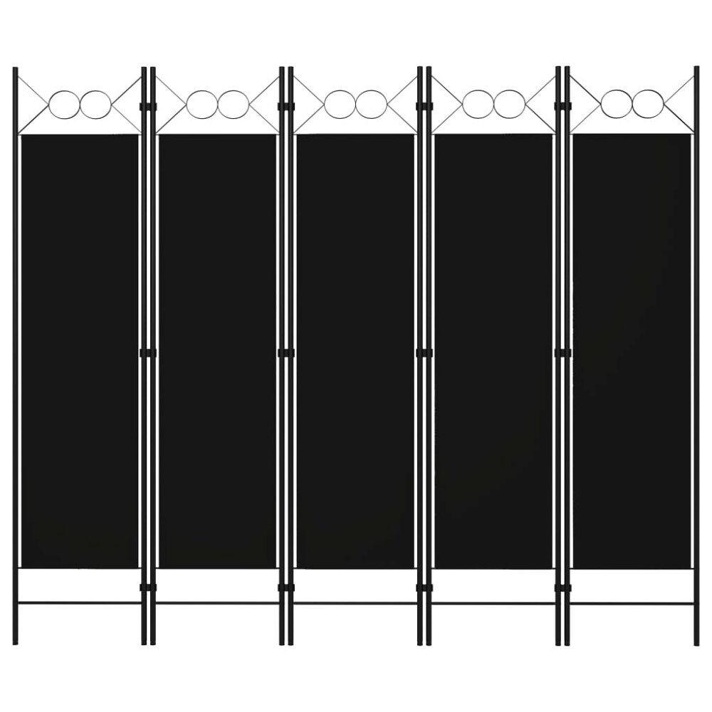 vidaXL Rumsavdelare 5 paneler svart 200x180 cm