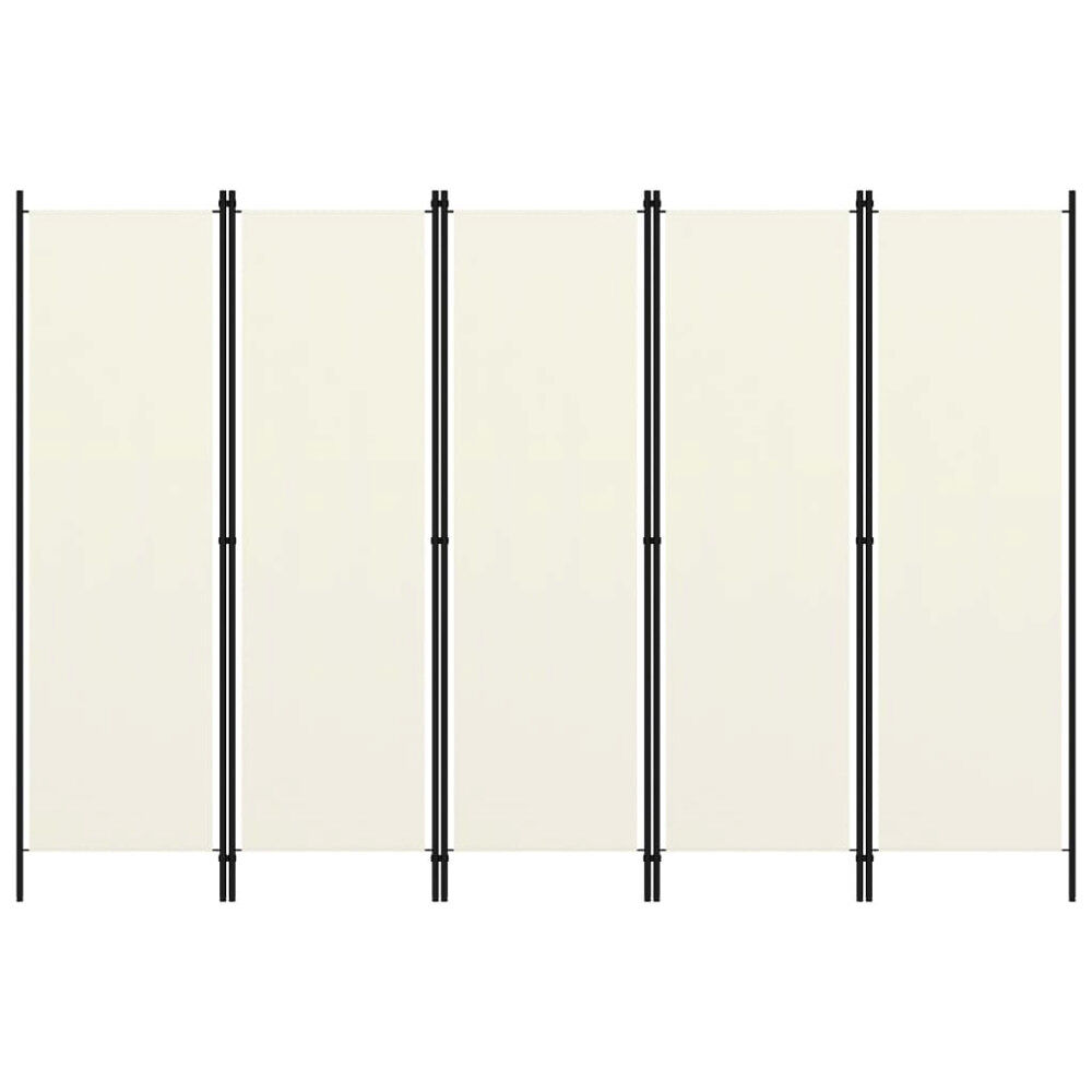 vidaXL Rumsavdelare 5 paneler vit 250x180 cm