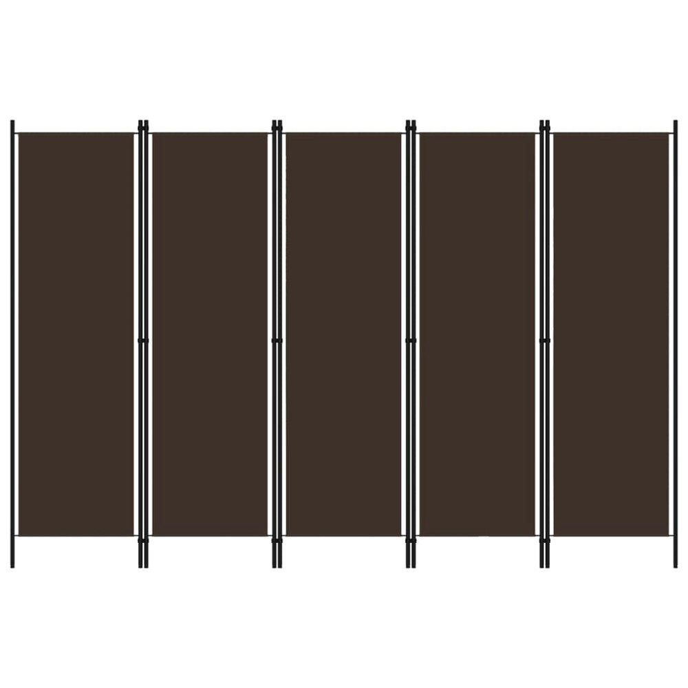 vidaXL Rumsavdelare 5 paneler brun 250x180 cm