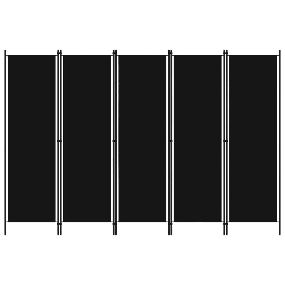 vidaXL Rumsavdelare 5 paneler svart 250x180 cm