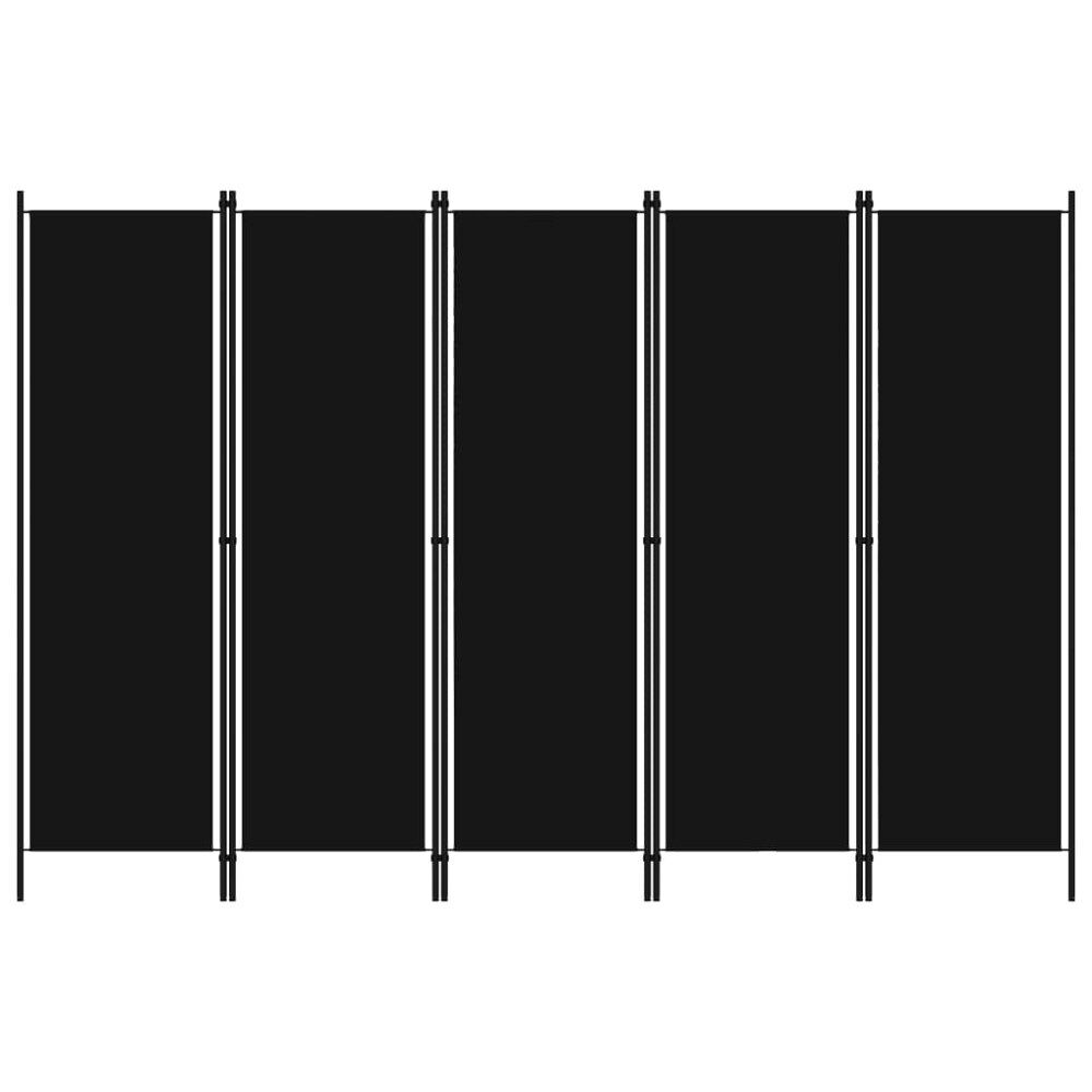 vidaXL Rumsavdelare 5 paneler svart 250x180 cm