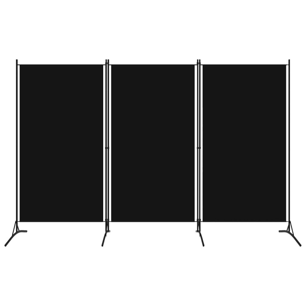 vidaXL Rumsavdelare 3 paneler svart 260x180 cm