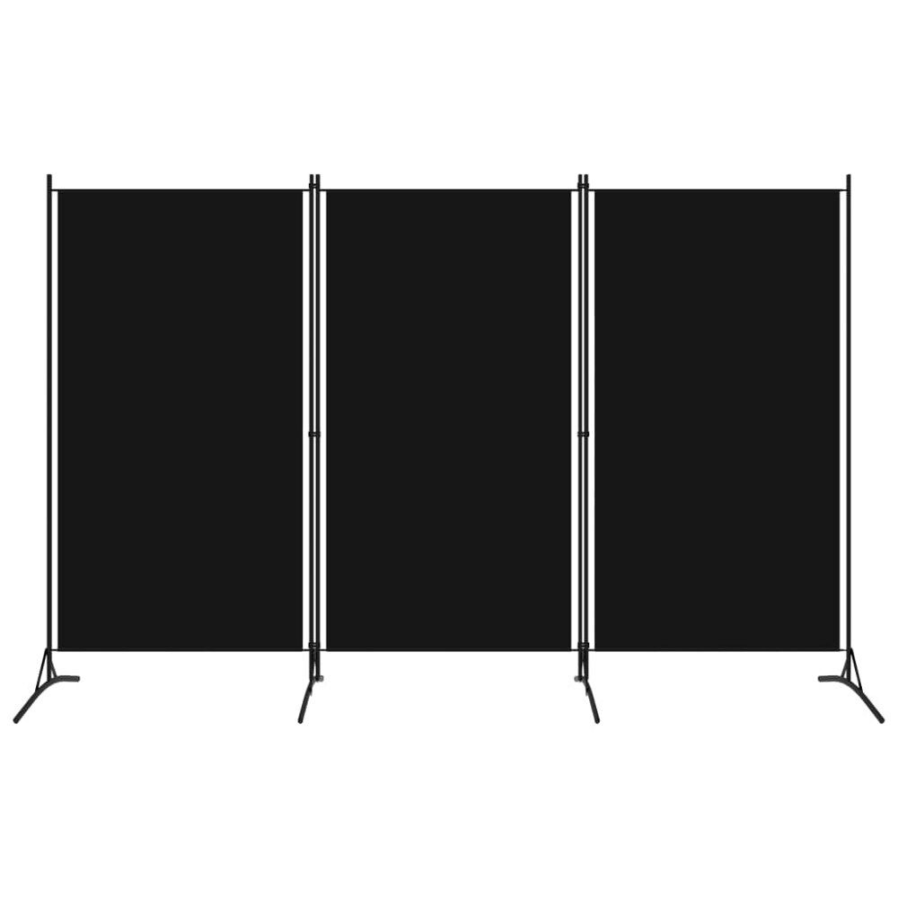 vidaXL Rumsavdelare 3 paneler svart 260x180 cm