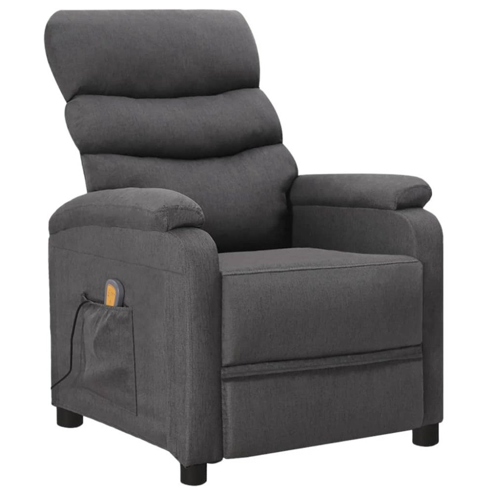 vidaXL Massagefåtölj mörkgrå tyg