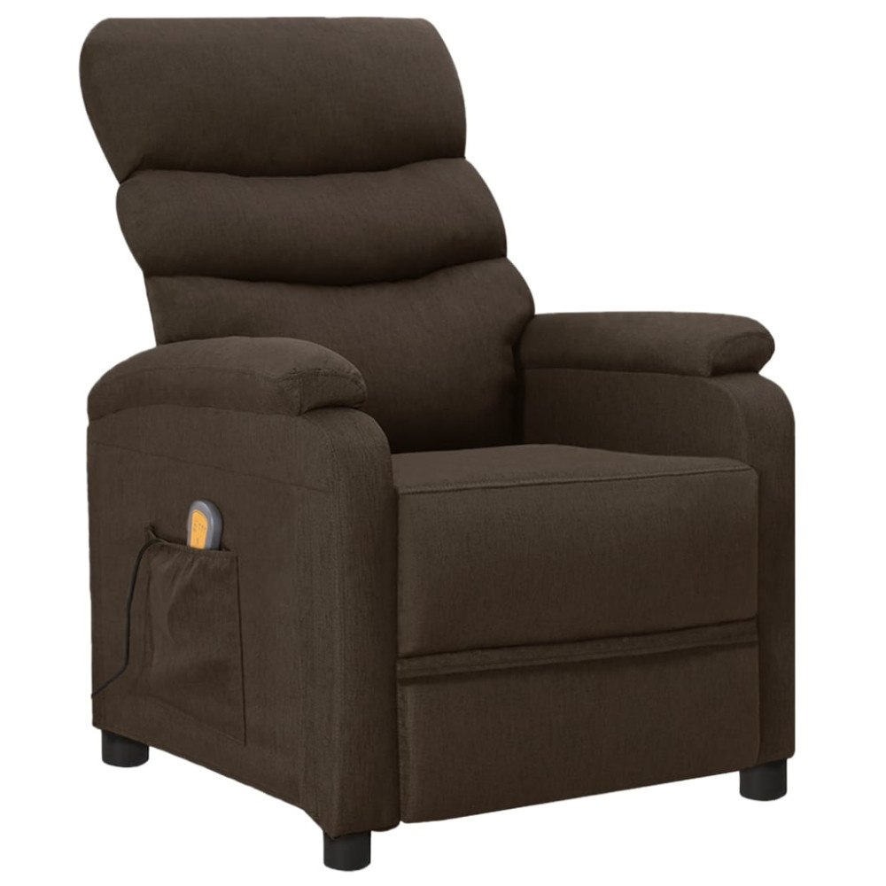 vidaXL Massagefåtölj mörkbrun tyg