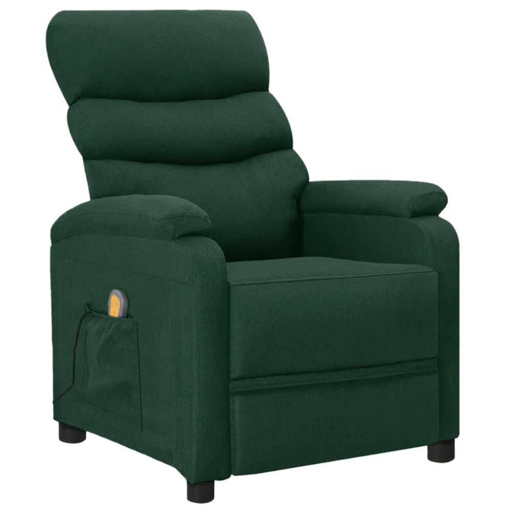vidaXL Massagefåtölj mörkgrön tyg