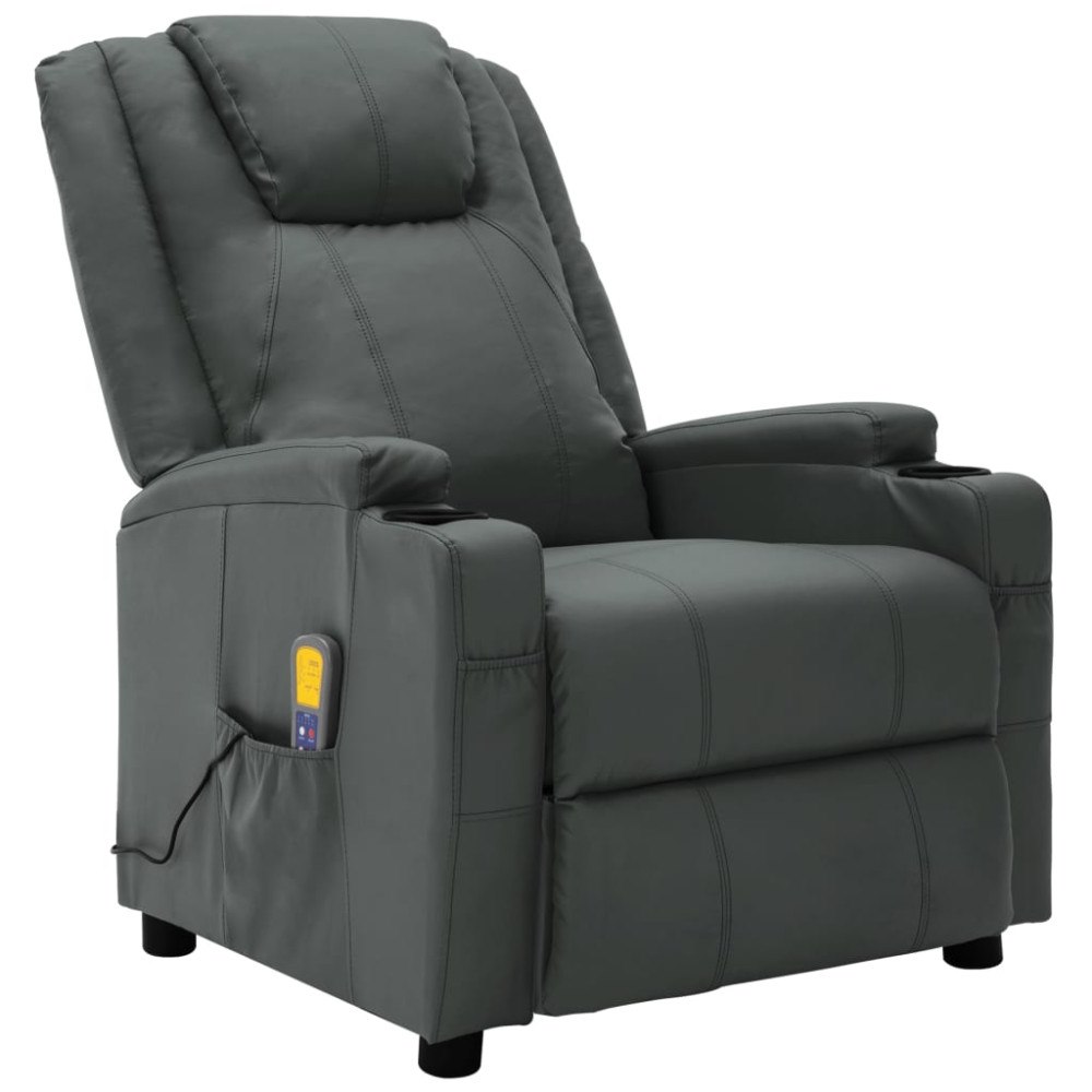 vidaXL Massagefåtölj antracit konstläder
