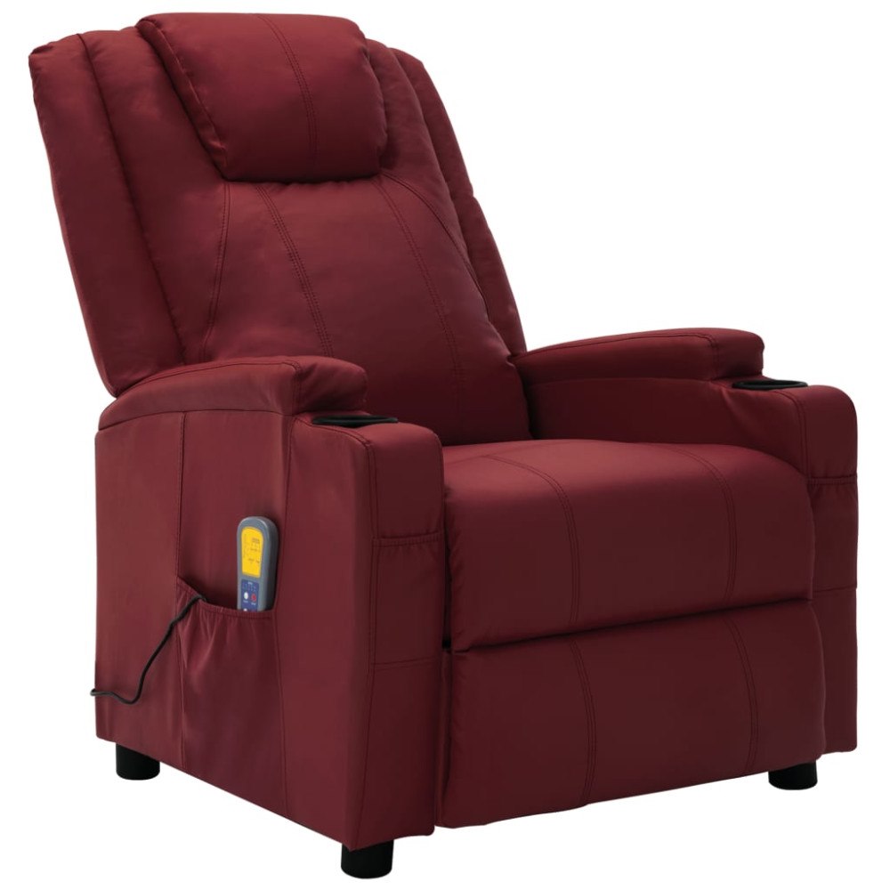 vidaXL Massagefåtölj vinröd konstläder