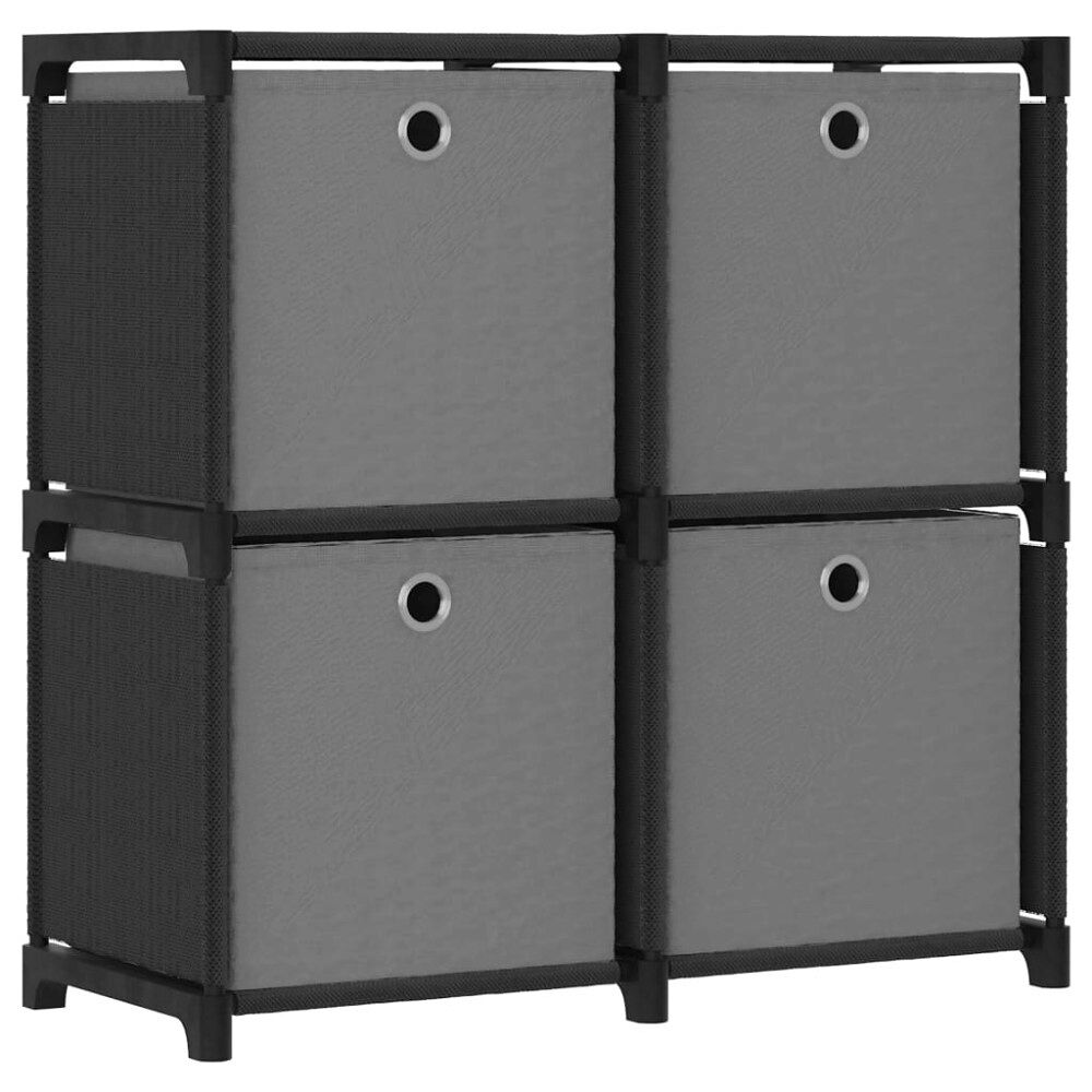 vidaXL Hylla med 4 kuber med lådor svart 69x30x72,5 cm tyg