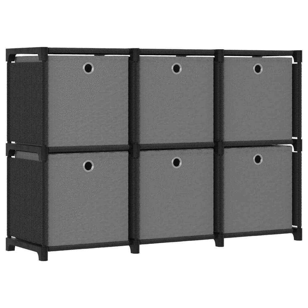 vidaXL Hylla med 6 kuber med lådor svart 103x30x72,5 cm tyg