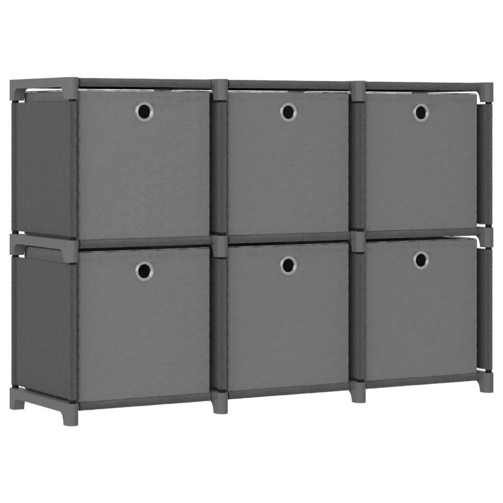 vidaXL Hylla med 6 kuber med lådor grå 103x30x72,5 cm tyg