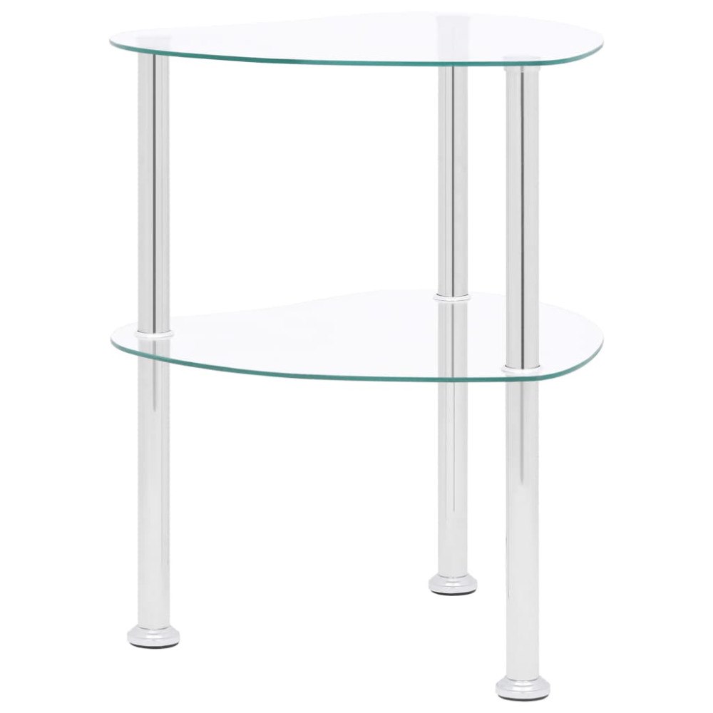 vidaXL Sidobord med 2 hyllplan genomskinligt 38x38x50 cm härdat glas