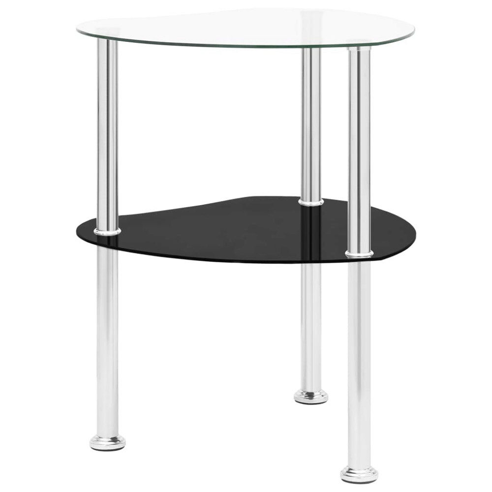 vidaXL Sidobord med 2 hyllor transparent/svart 38x38x50 cm härdat glas