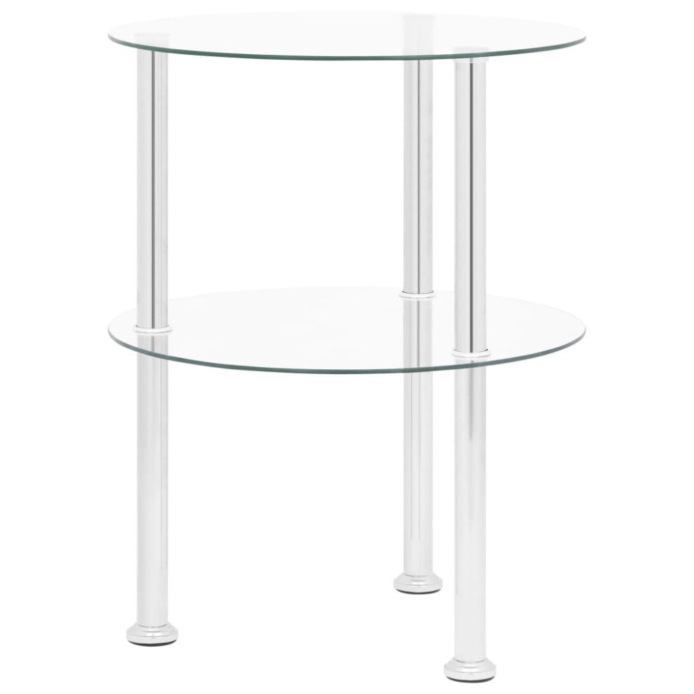 vidaXL Sidobord med 2 hyllplan genomskinligt 38 cm härdat glas