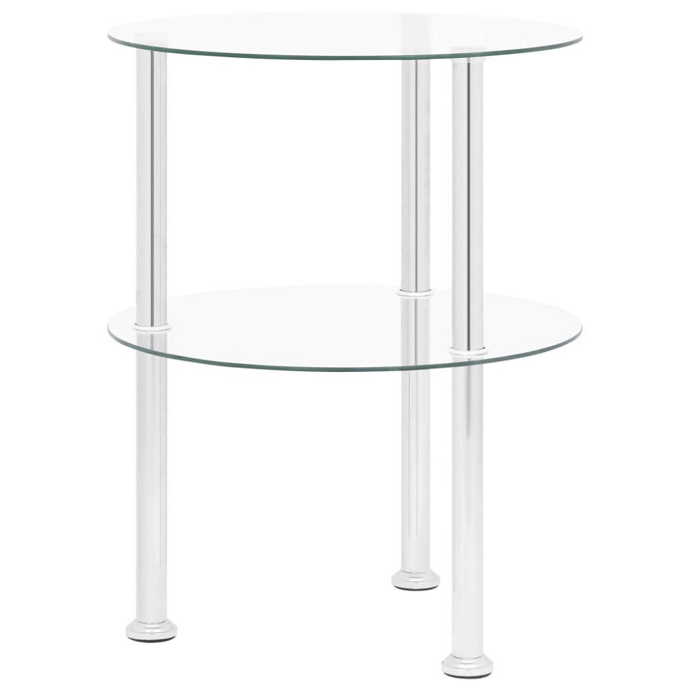 vidaXL Sidobord med 2 hyllplan genomskinligt 38 cm härdat glas