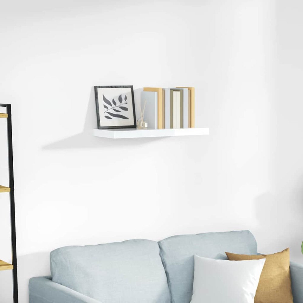 vidaXL Svävande vägghylla vit högglans 60x23,5x3,8 cm MDF