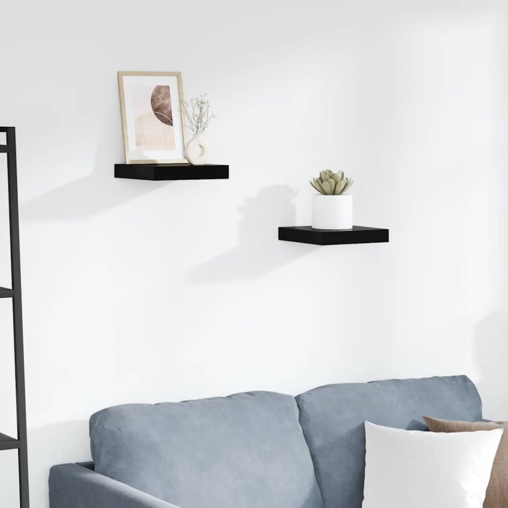 vidaXL Svävande vägghyllor 2 st svart högglans 23x23,5x3,8 cm MDF