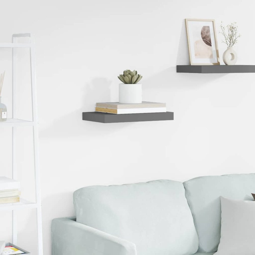 vidaXL Svävande vägghylla grå högglans 40x23,5x3,8 cm MDF