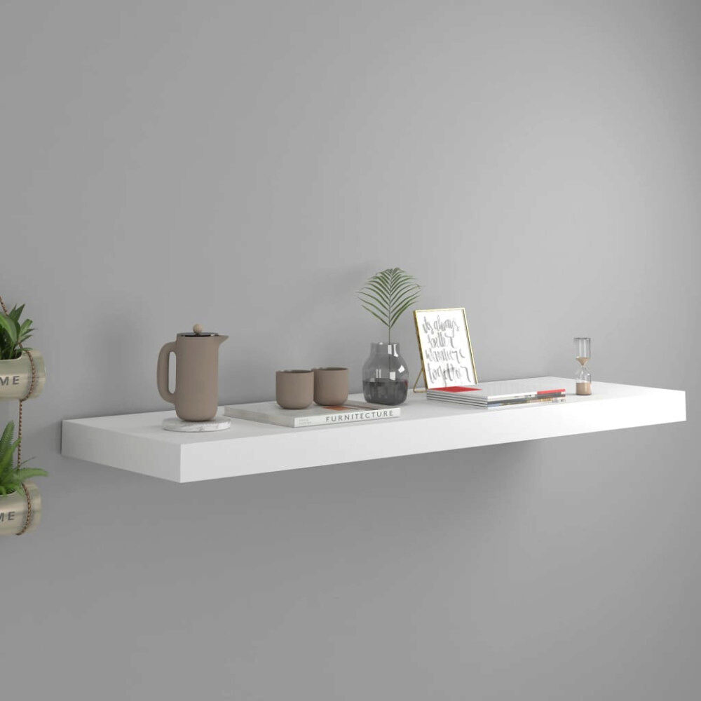 vidaXL Svävande vägghylla vit 80x23,5x3,8 cm MDF