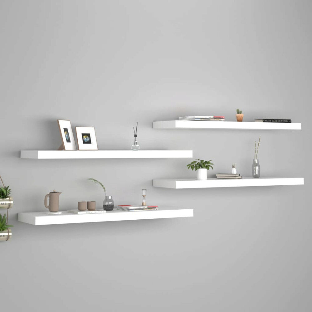 vidaXL Svävande vägghyllor 4 st vit 90x23,5x3,8 cm MDF