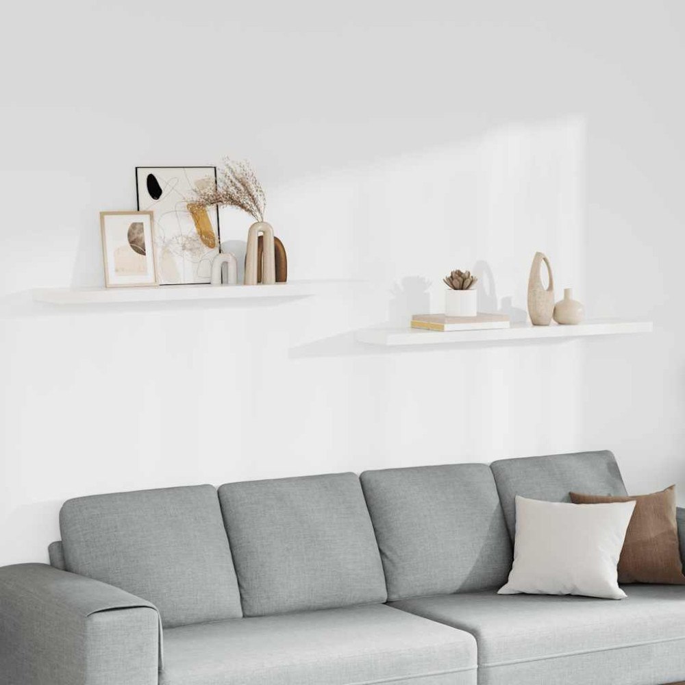 vidaXL Svävande vägghyllor 2 st vit 120x23,5x3,8 cm MDF