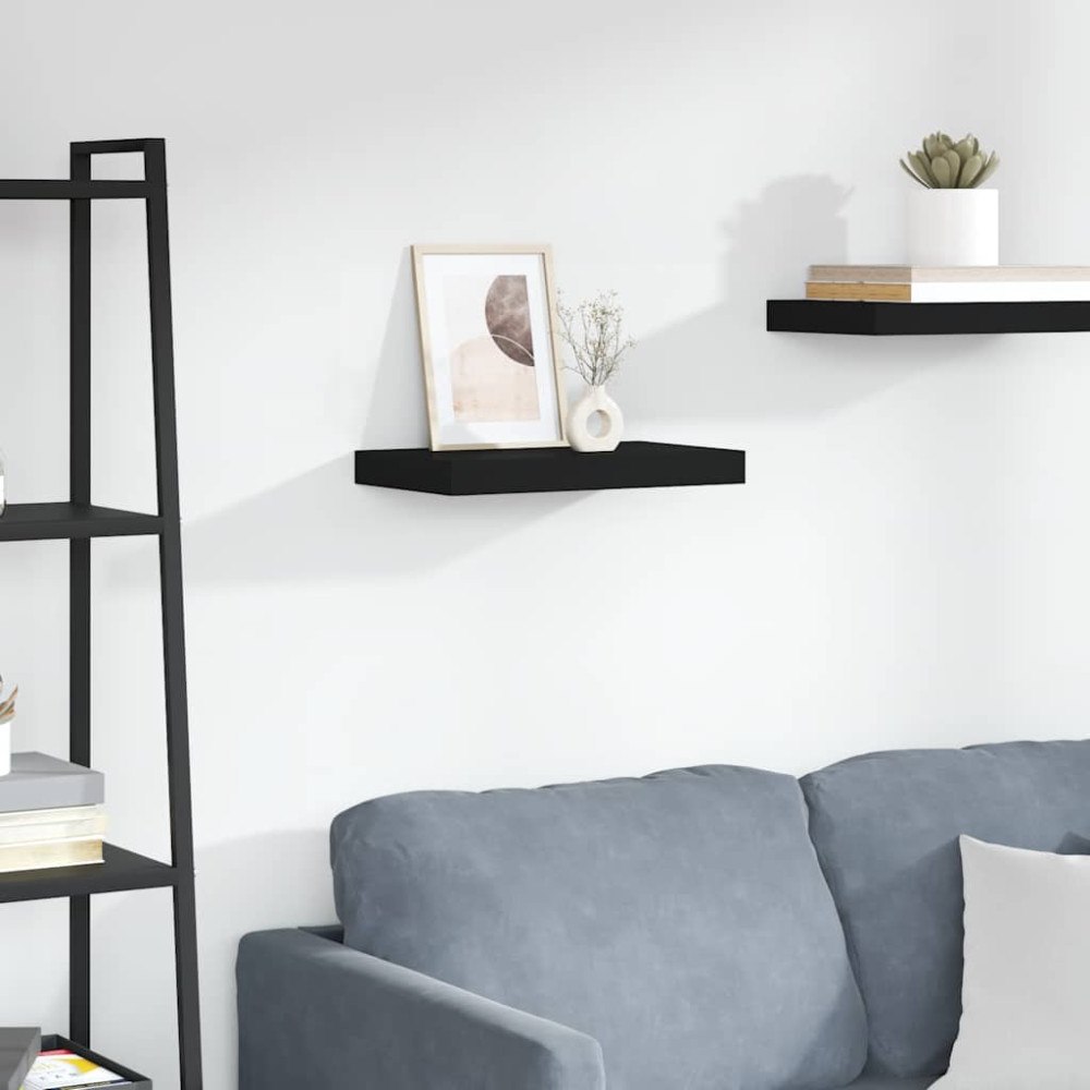 vidaXL Svävande vägghylla svart 40x23,5x3,8 cm MDF