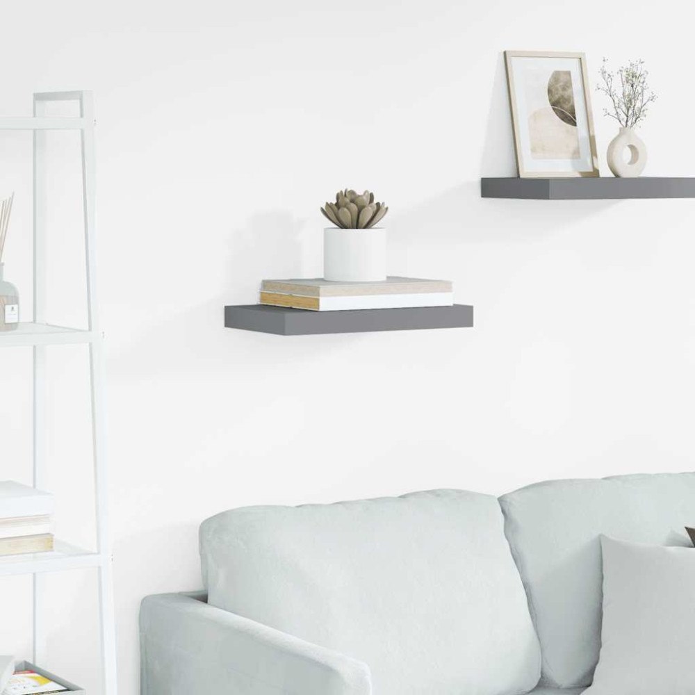 vidaXL Svävande vägghylla grå 40x23x3,8 cm MDF