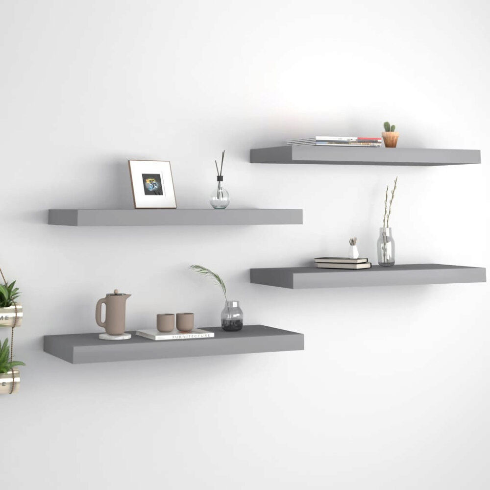 vidaXL Svävande vägghyllor 4 st grå 60x23,5x3,8 cm MDF