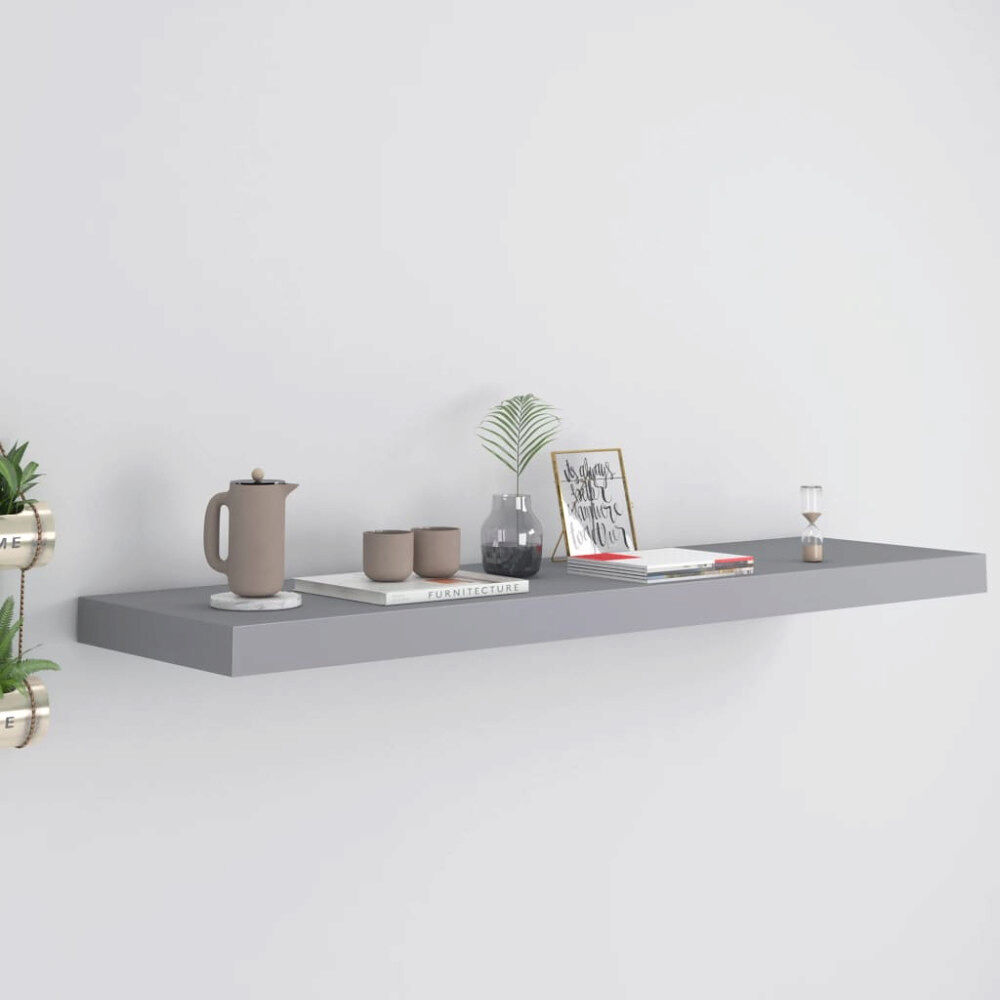 vidaXL Svävande vägghylla grå 90x23,5x3,8 cm MDF