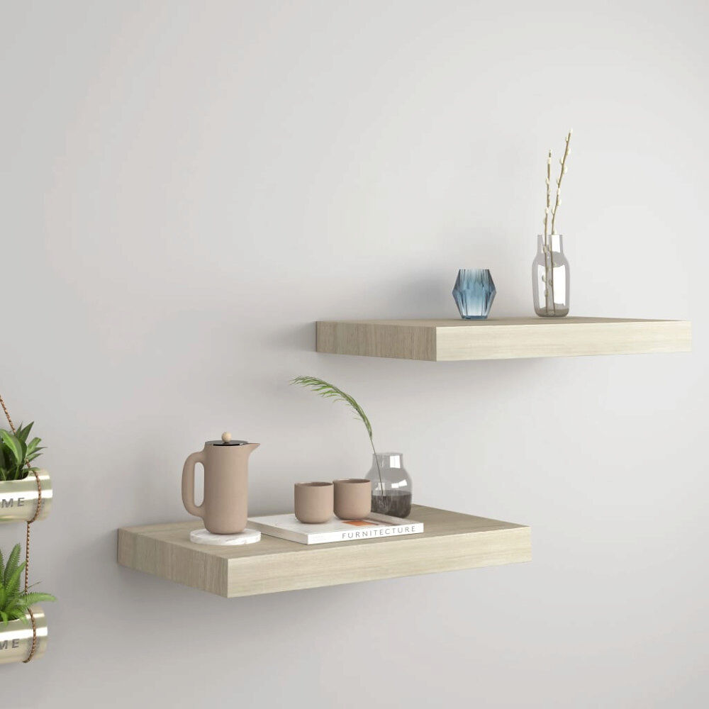 vidaXL Svävande vägghyllor 2 st ek 40x23x3,8 cm MDF