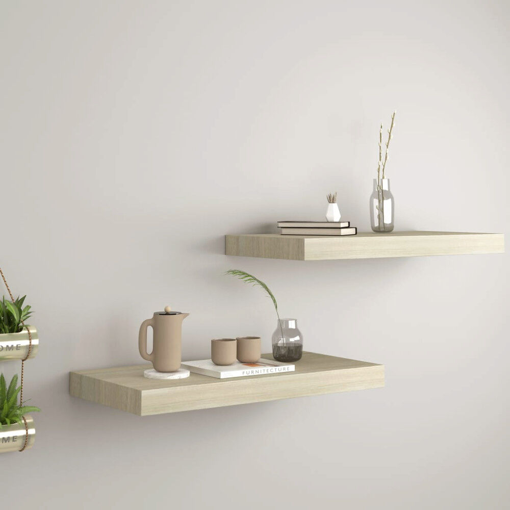 vidaXL Svävande vägghyllor 2 st ek 50x23x3,8 cm MDF