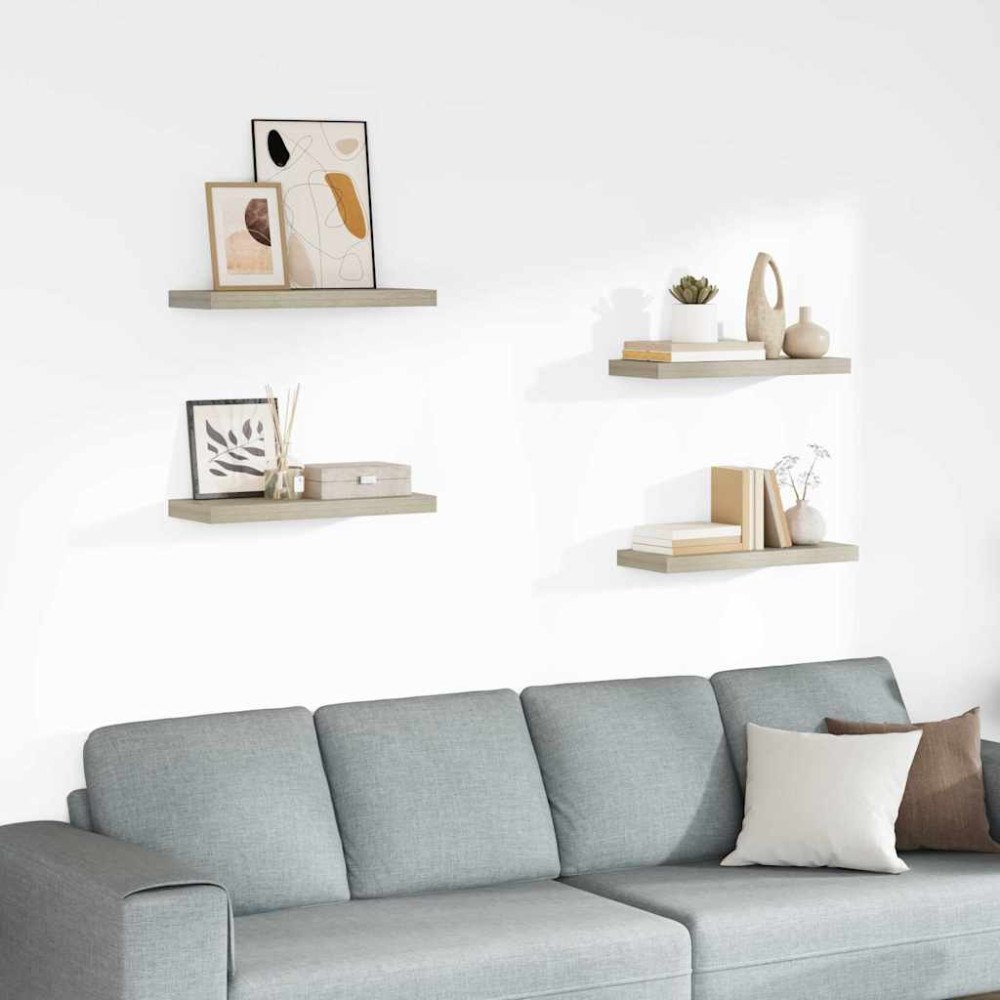 vidaXL Svävande vägghyllor 4 st ek 60x23,5x3,8 cm MDF