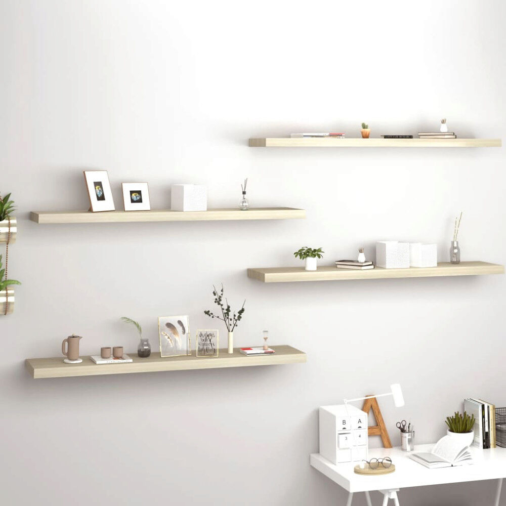 vidaXL Svävande vägghyllor 4 st ek 120x23,5x3,8 cm MDF