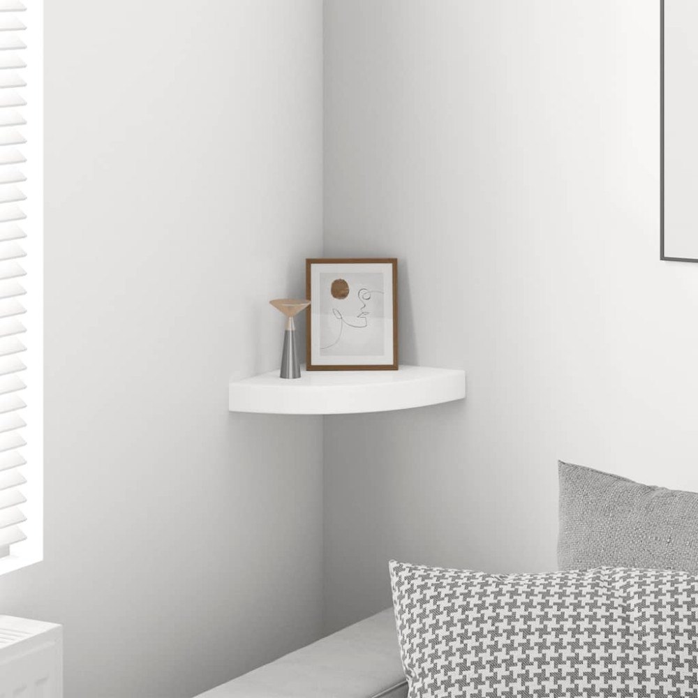 vidaXL Flytande hörnhylla högglans vit 25x25x3,8 cm MDF