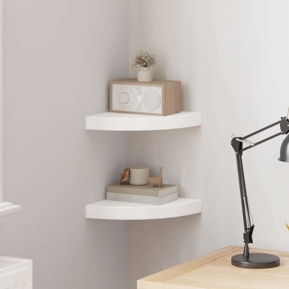 vidaXL Svävande hörnhyllor 2 st vit 25x25x3,8 cm MDF