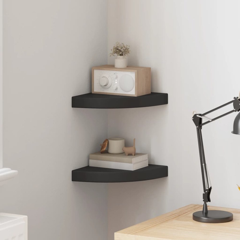 vidaXL Svävande hörnhyllor 2 st svart 25x25x3,8 cm MDF