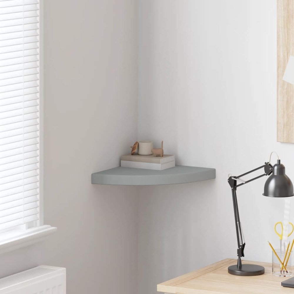 vidaXL Svävande hörnhylla grå 35x35x3,8 cm MDF