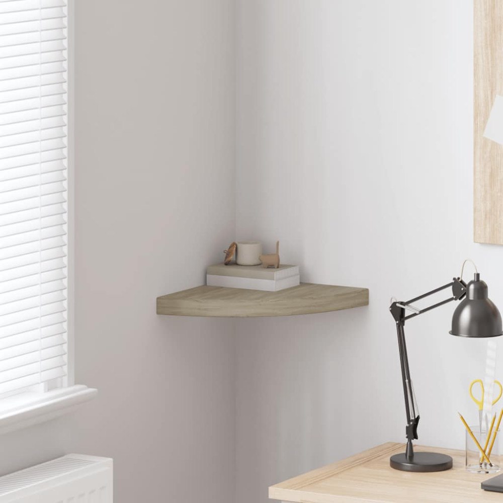 vidaXL Svävande hörnhylla ek 35x35x3,8 cm MDF