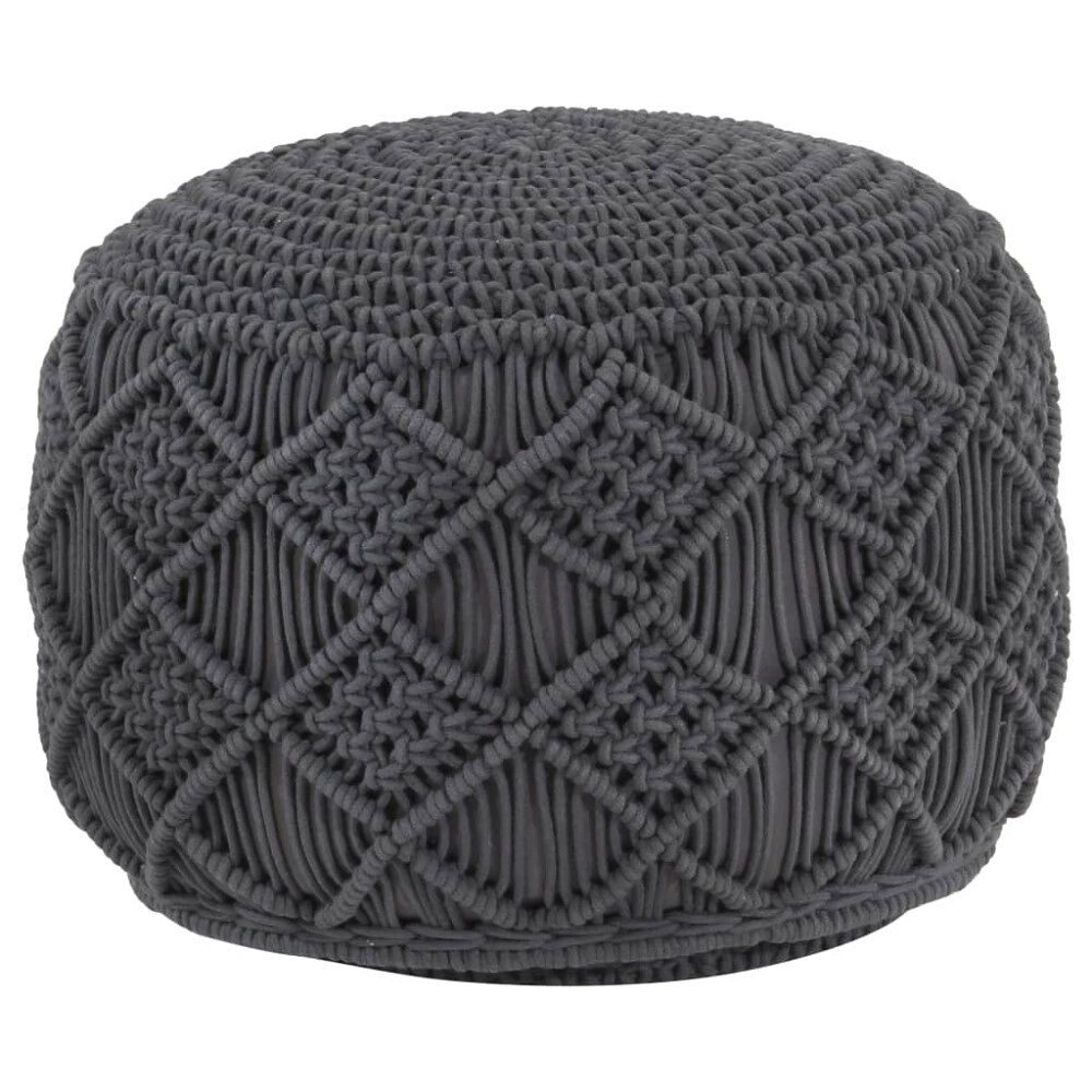 vidaXL Handgjord sittpuff makramé antracit 45x30 cm bomull