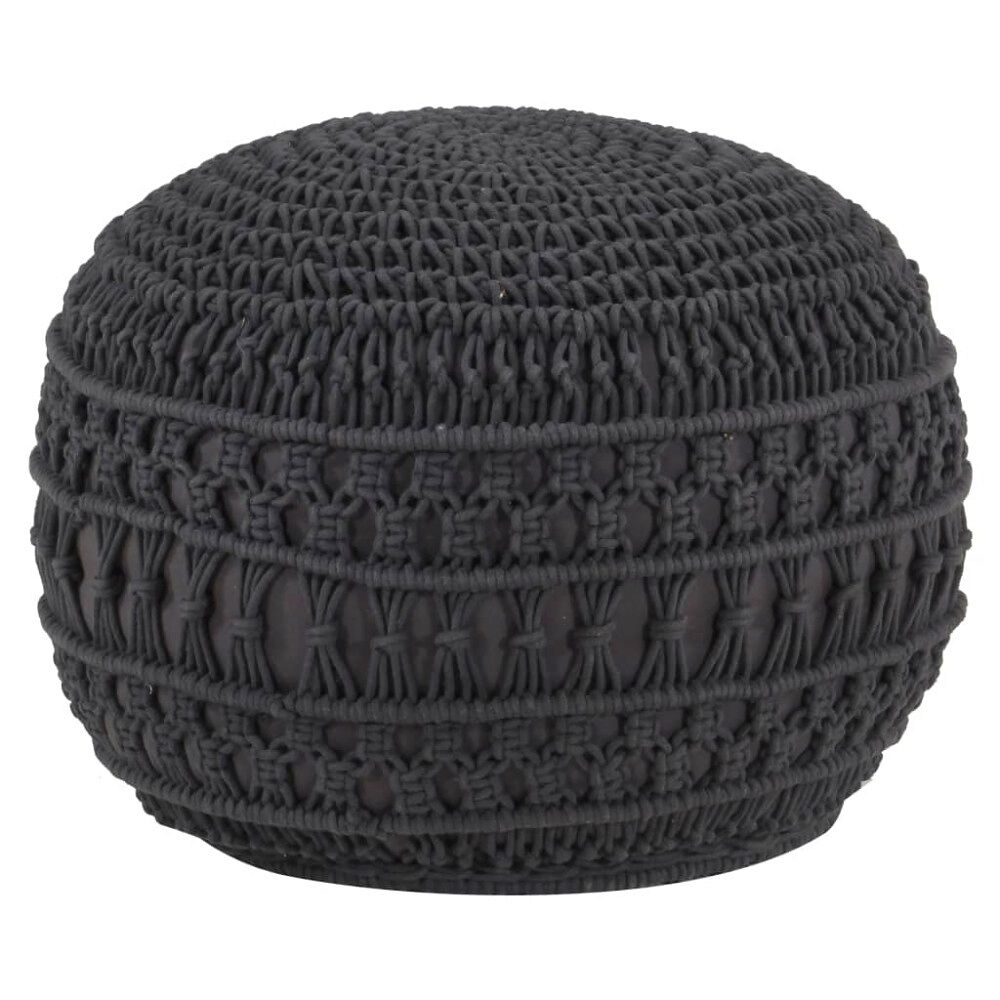 vidaXL Handgjord sittpuff makramé antracit 45x30 cm bomull