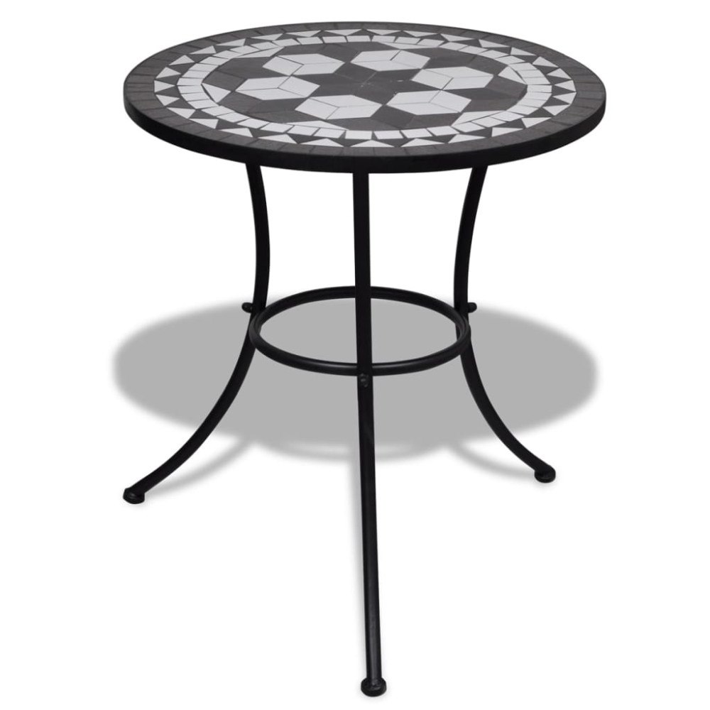 vidaXL Caféset svart och vit 60 cm mosaik