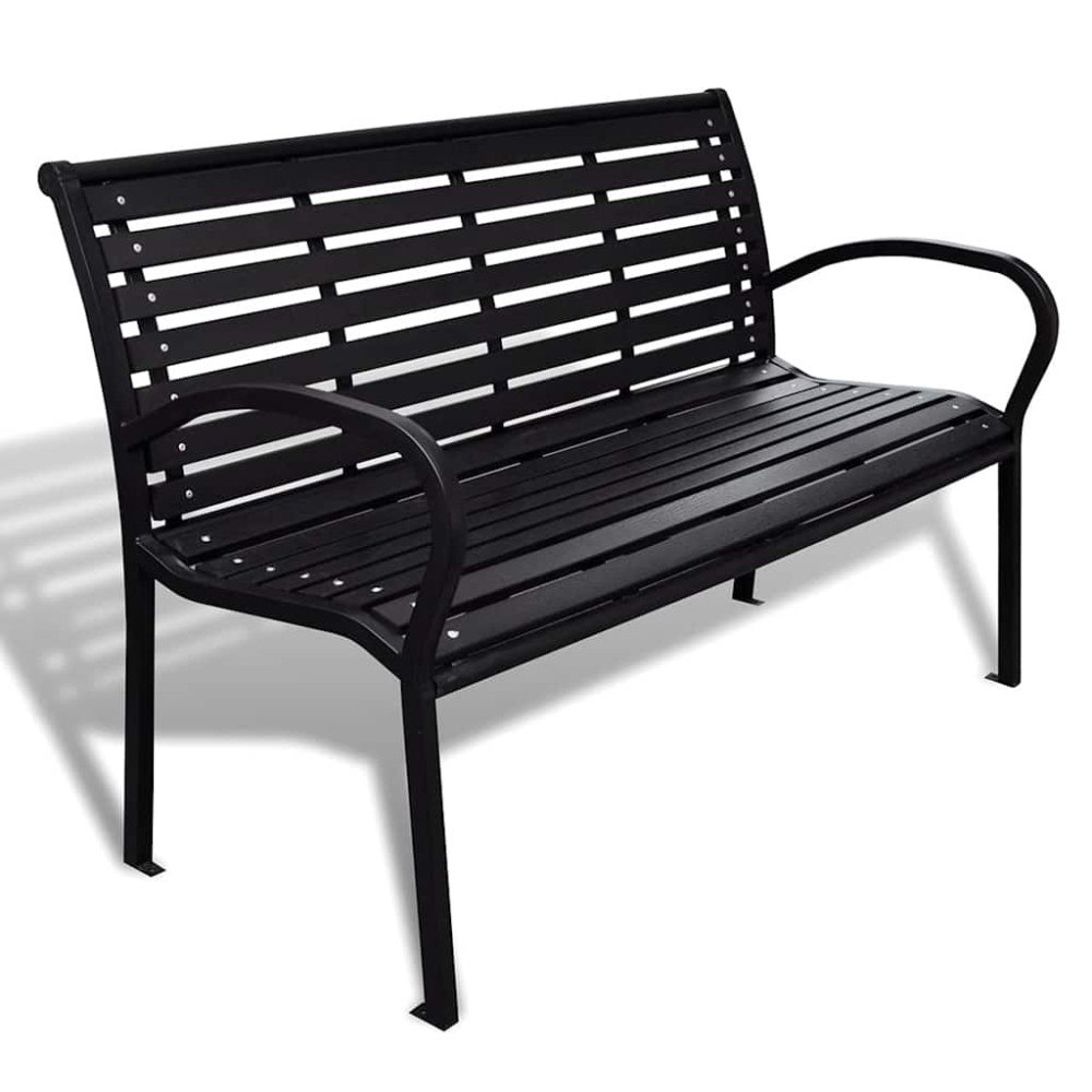 vidaXL Trädgårdsbänk 125 cm stål och WPC svart