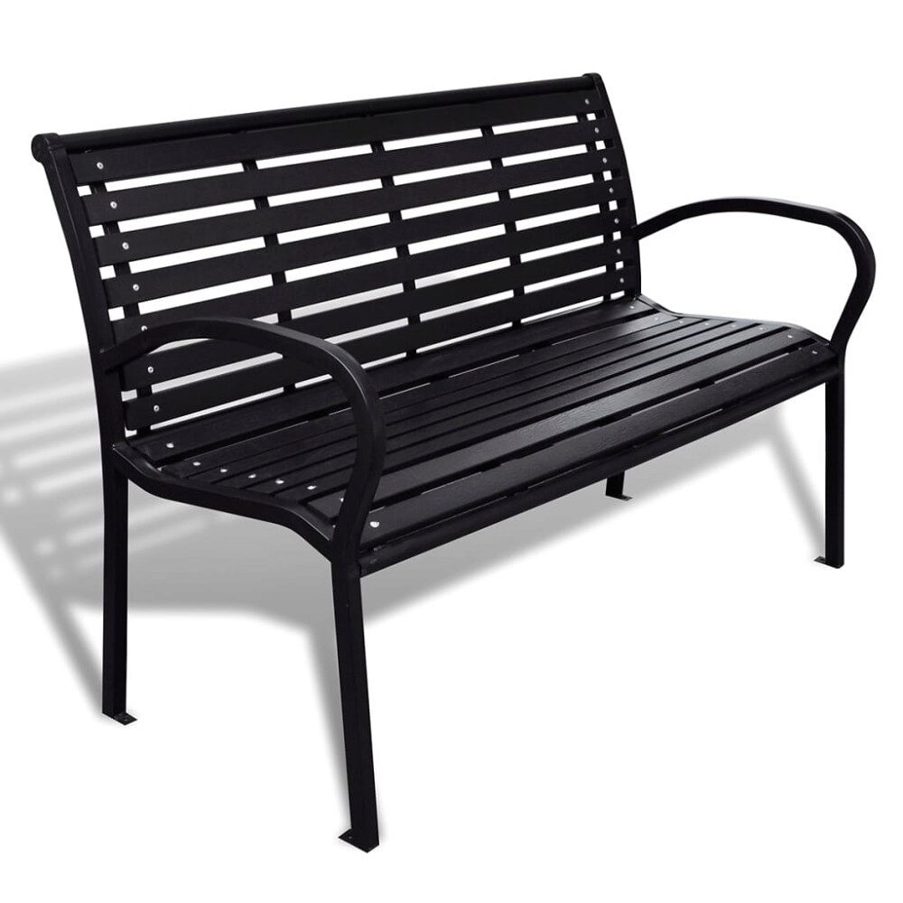 vidaXL Trädgårdsbänk 125 cm stål och WPC svart