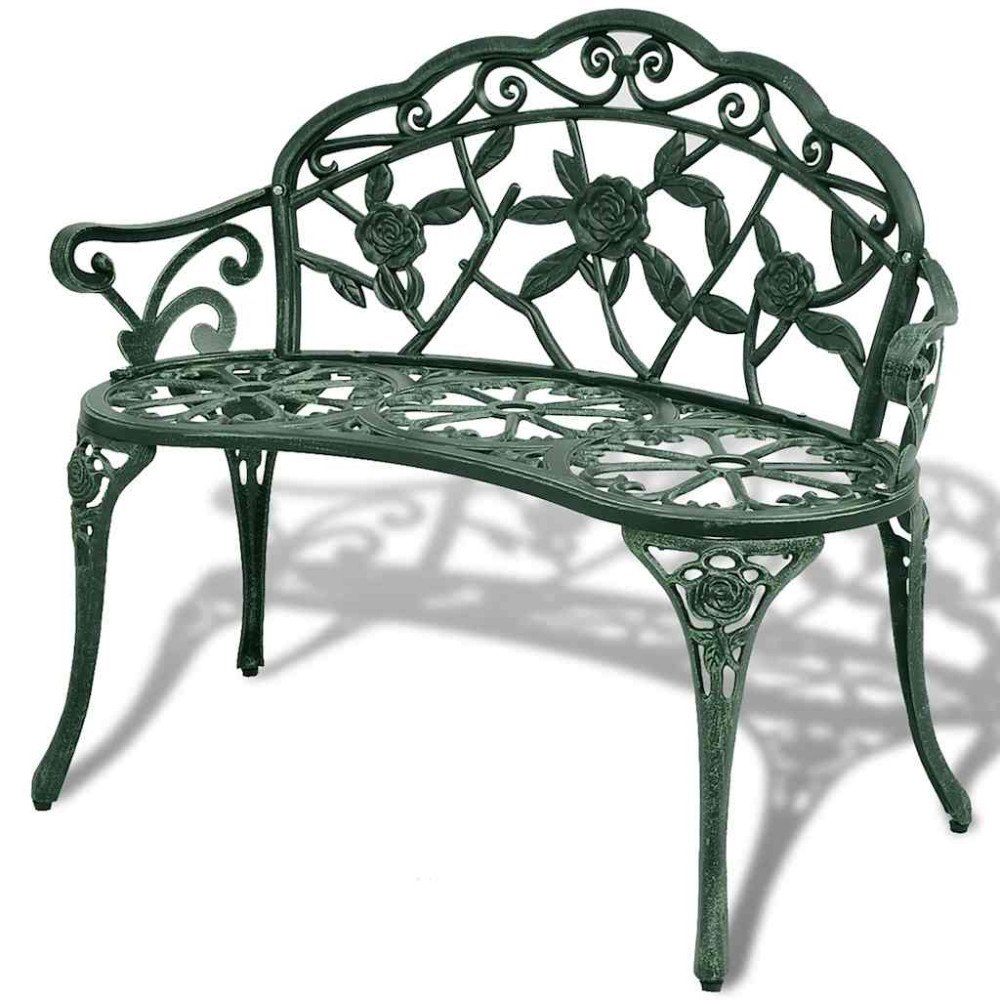 vidaXL Trädgårdsbänk 100 cm gjuten aluminium grön
