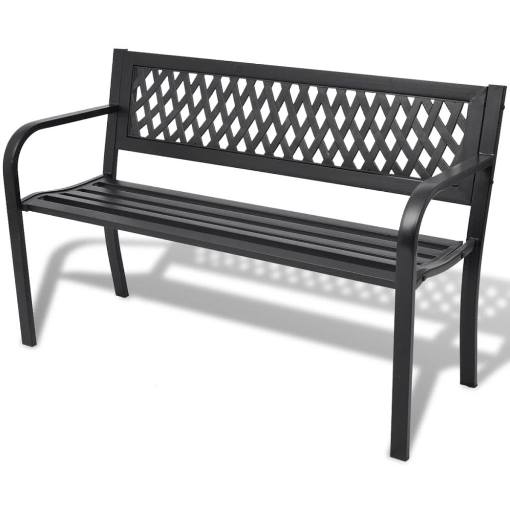 vidaXL Trädgårdsbänk 118 cm stål svart