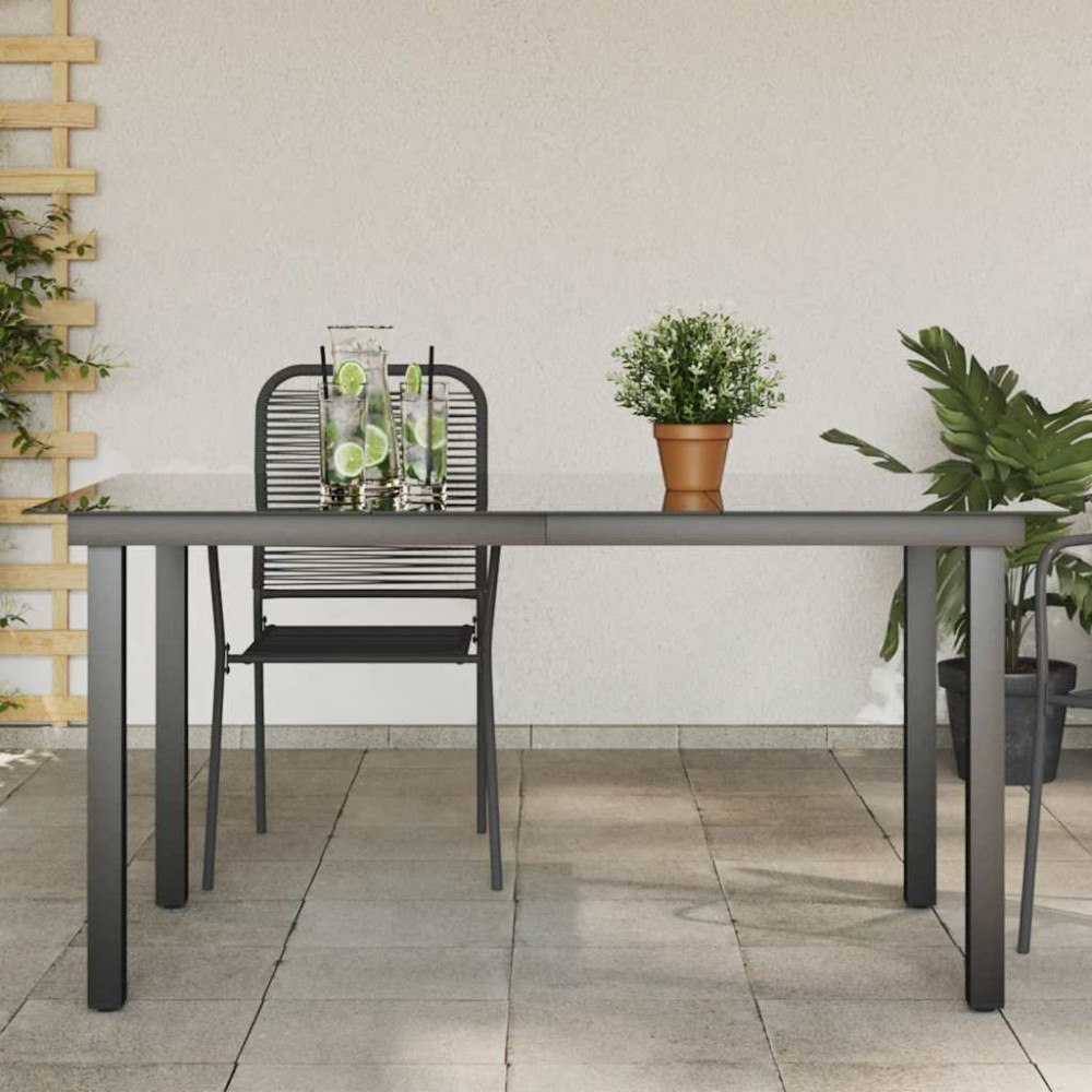 vidaXL Trädgårdsbord svart 150x90x74 cm aluminium och glas