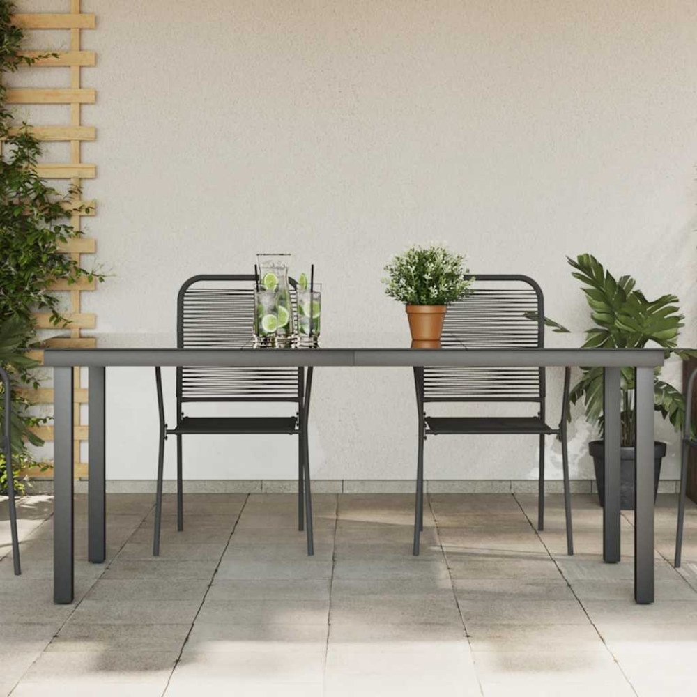 vidaXL Trädgårdsbord svart 190x90x74 cm aluminium och glas