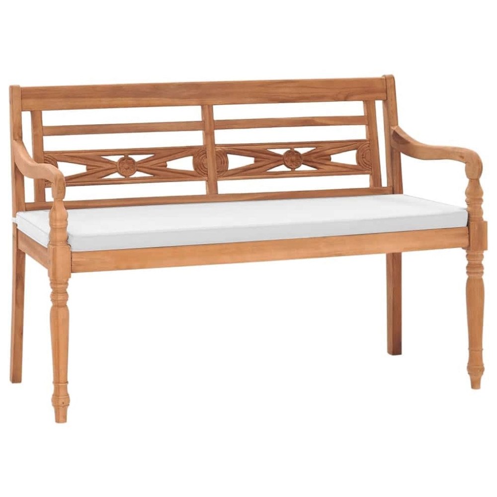 vidaXL Bataviabänk med dyna 120 cm teak