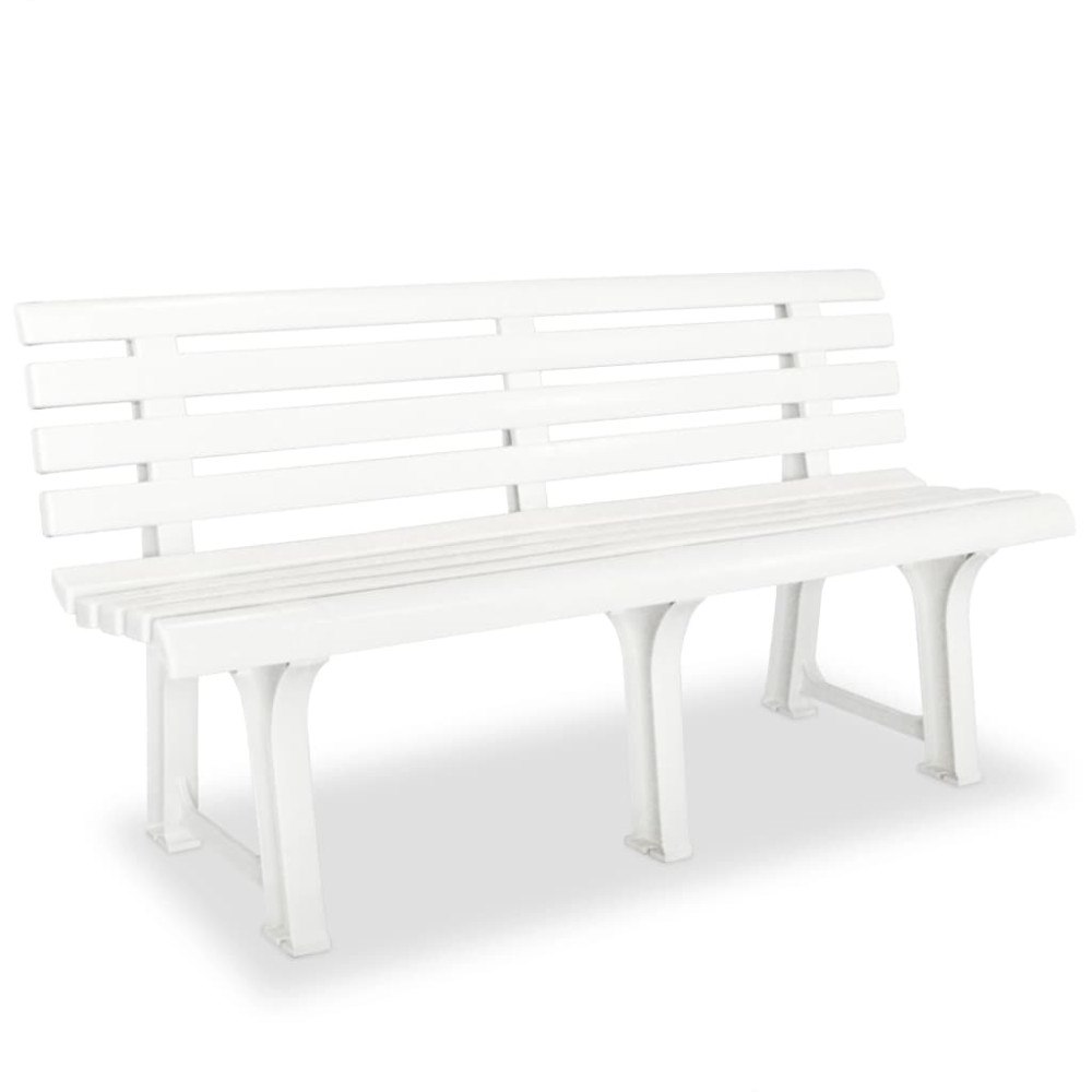 vidaXL Trädgårdsbänk 145,5 cm plast vit